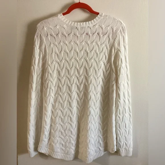JEANNE PIERRE White Cable Knit Sweater - Picture 2 of 3